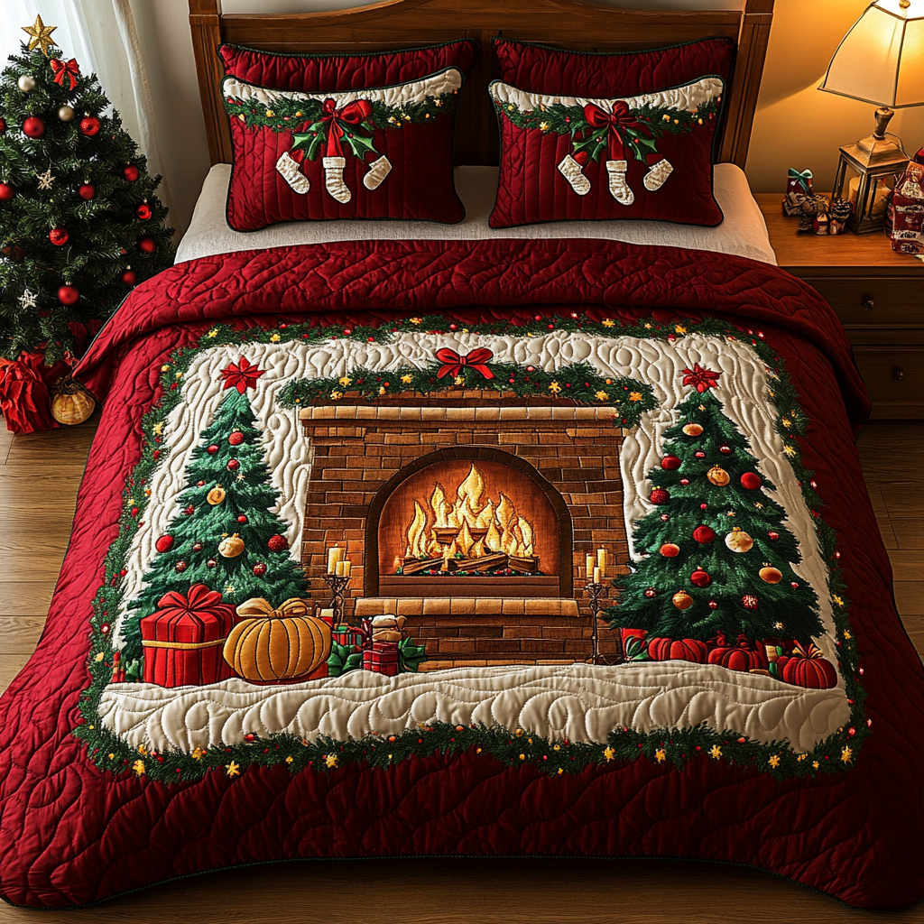 Fireside Glow 3-Piece Quilted Bedding Set NCU0DK2515