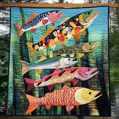 Fish Parade Quilted Blanket NCU0NT966