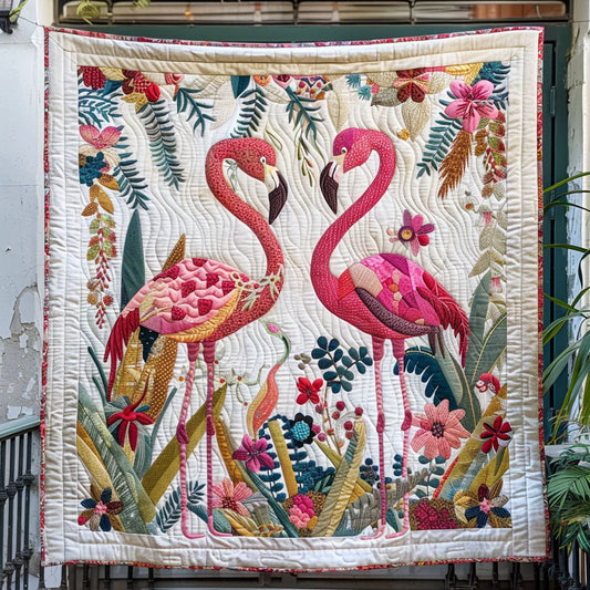 Flamingo Blooms Quilted Blanket NCU0PT456