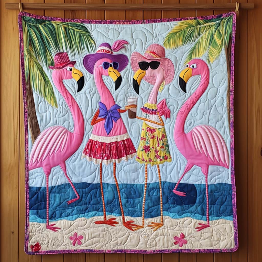 Flamingo Breeze Quilted Blanket NCU0NT314