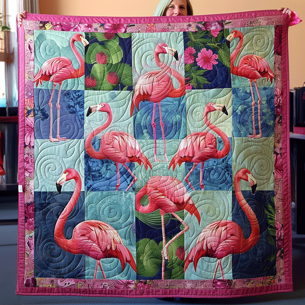 Flamingo Dreams Quilted Blanket NCU0TL724