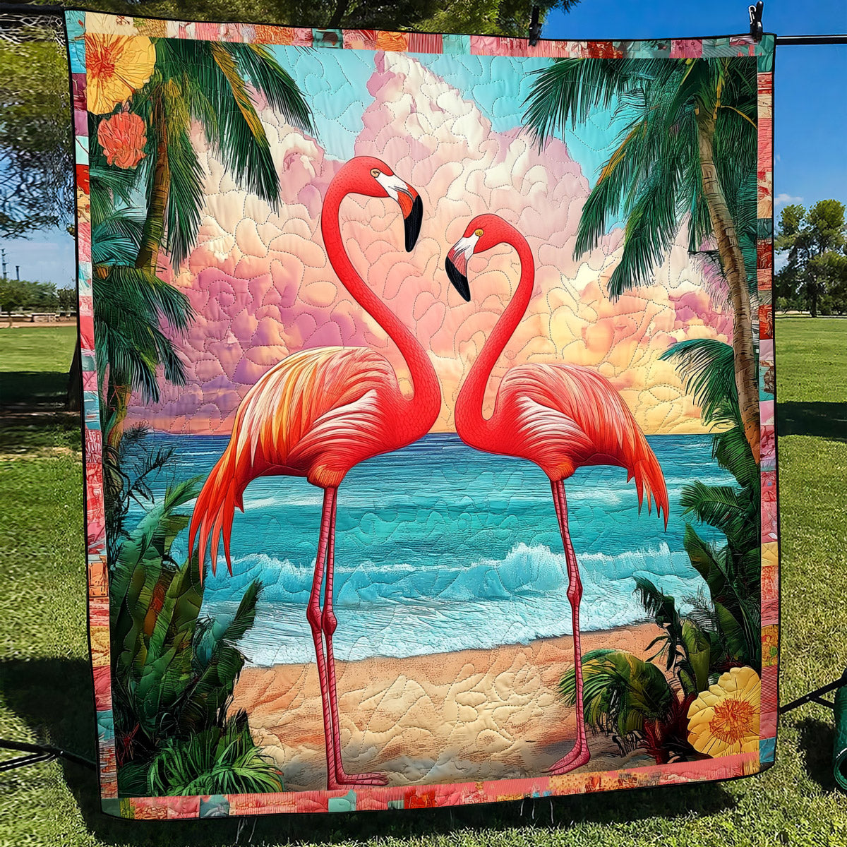 Flamingo Glam Quilted Blanket NCU0TL850