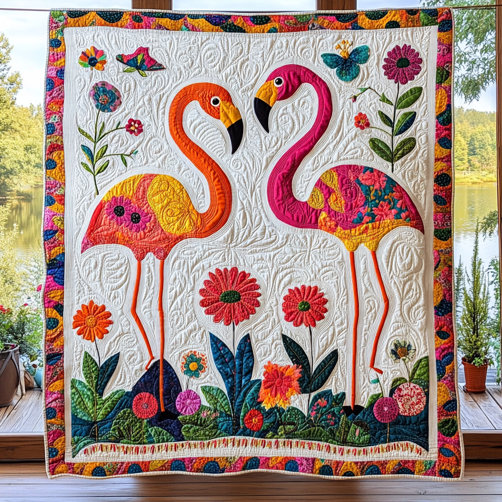 Flamingo Haven Quilted Blanket NCU0PD649