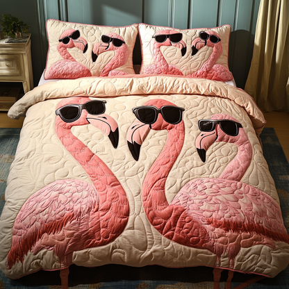 Flamingo Paradise 3-Piece Quilted Bedding Set NCU0DK2453