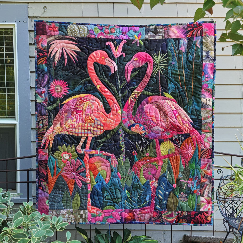 Flamingo Paradise Quilted Blanket NCU0PT459