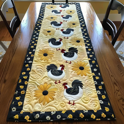 Floral Chickens Quilted Table Runner NCU0TH585