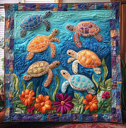 Floral Turtle Quilted Blanket NCU0DV2257