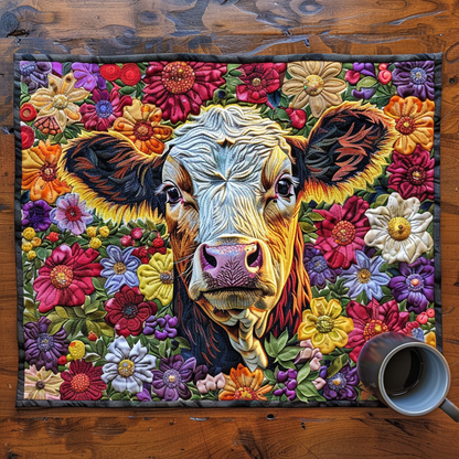 Flower Farmstead Cow Quilted Placemat NCU0TL015