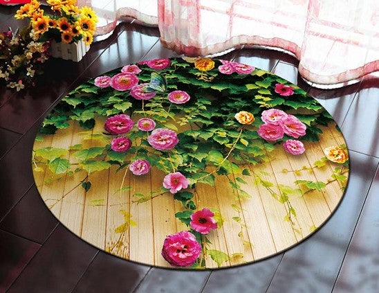 Flower CL300931MDC Round Area Rug