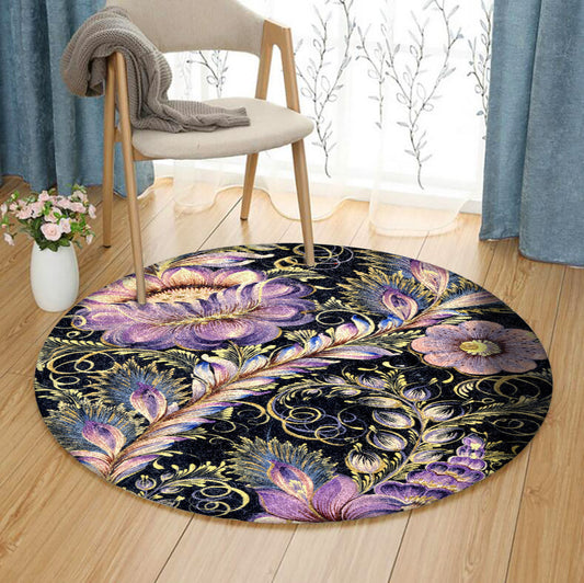 Flower DD210819RR Round Area Rug