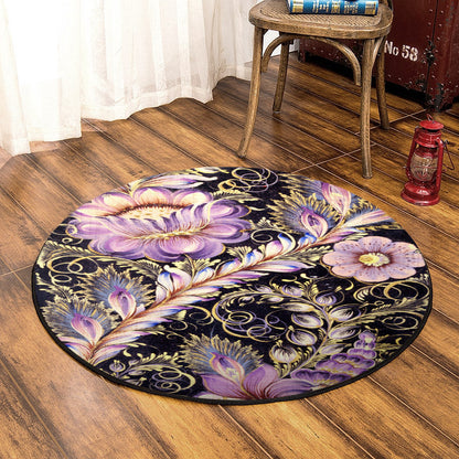 Flower DD210819RR Round Area Rug