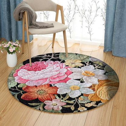 Flower DD290821RR Round Area Rug