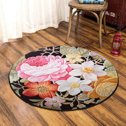 Flower DD290821RR Round Area Rug