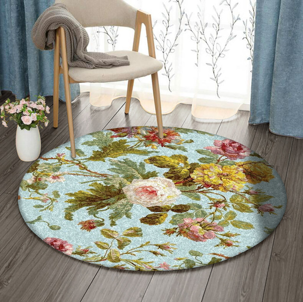 Flower DN0510058RR Round Area Rug