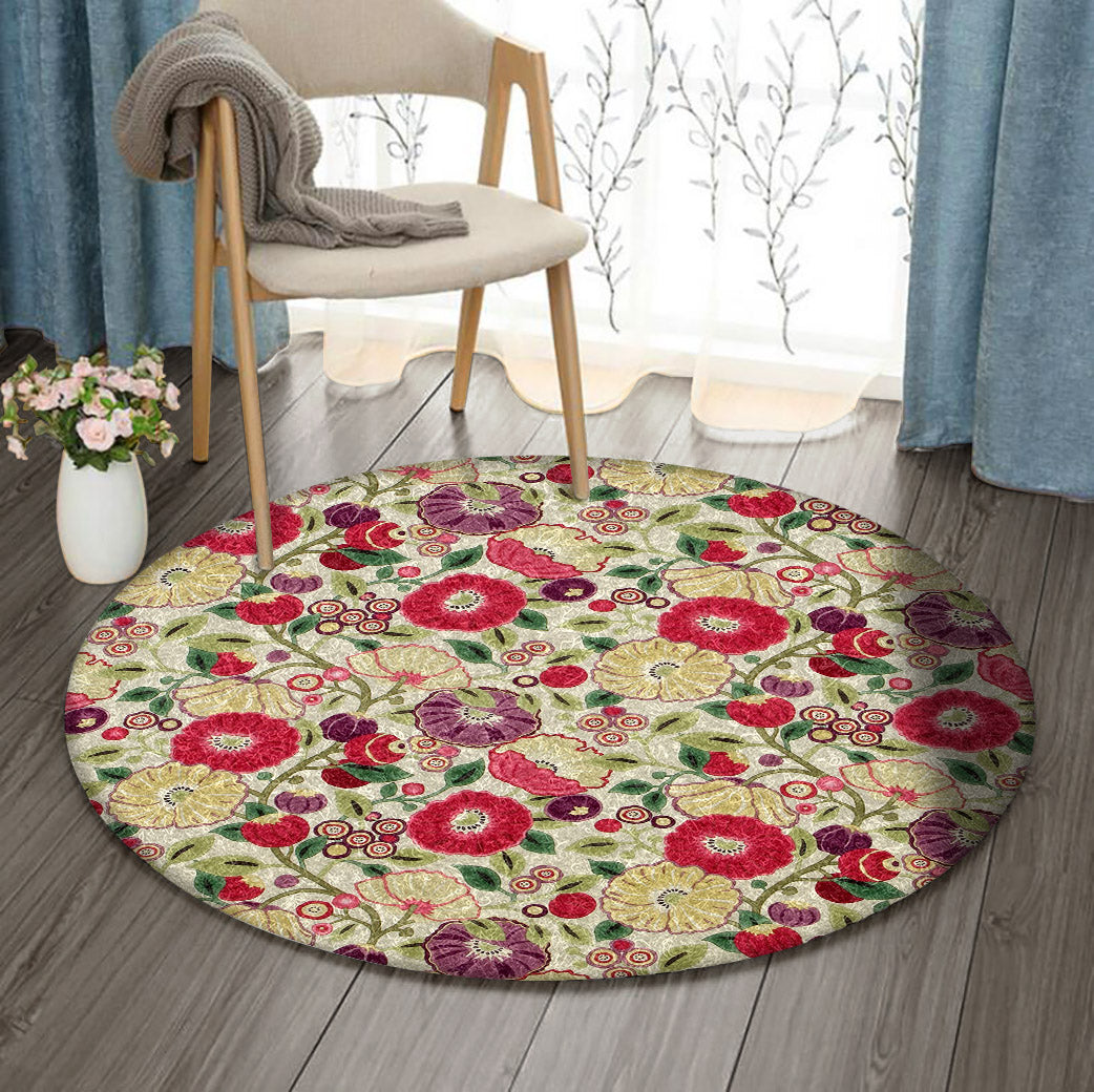 Flower DN1110064RR Round Area Rug