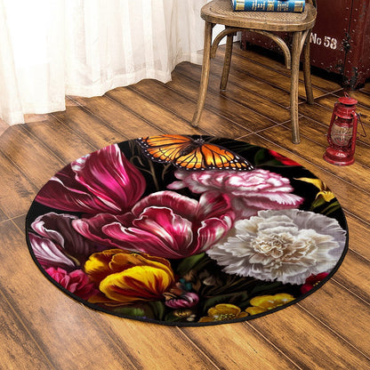 Flower HN060935RR Round Area Rug