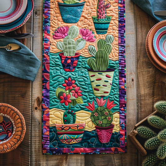 Flowering Cactus Quilted Table Runner NCU0PD117