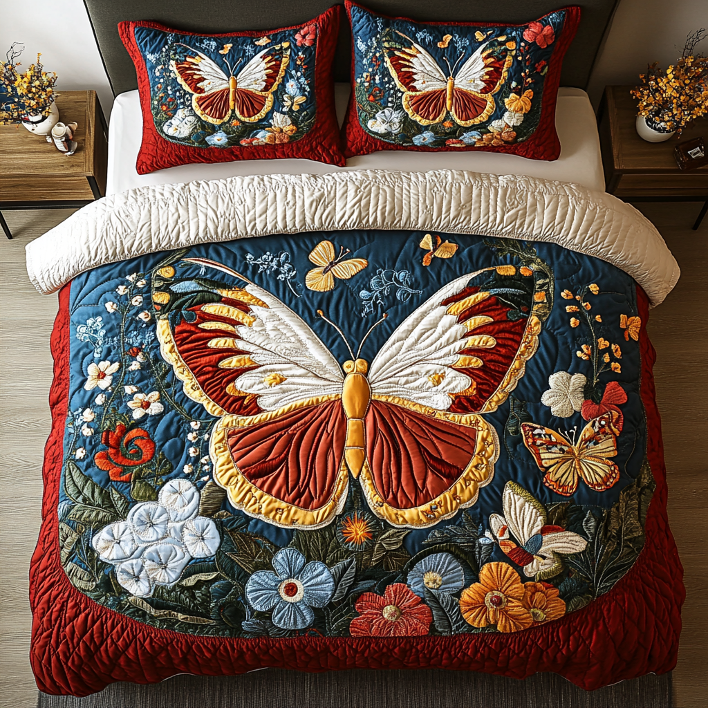 Fluttering Grace 3-Piece Quilted Bedding Set NCU0DK2267