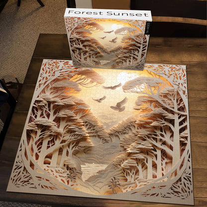 3D Forest Sunset Jigsaw Puzzle 1000 Pieces