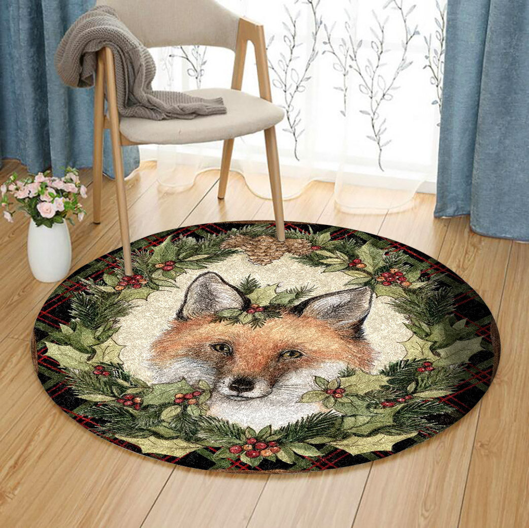 Fox Christmas HN2810164RR Round Area Rug