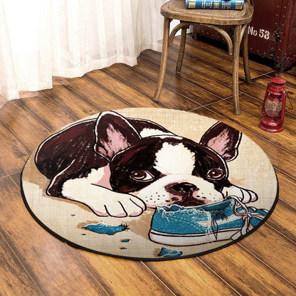 French Bulldog HM150818TM Round Area Rug