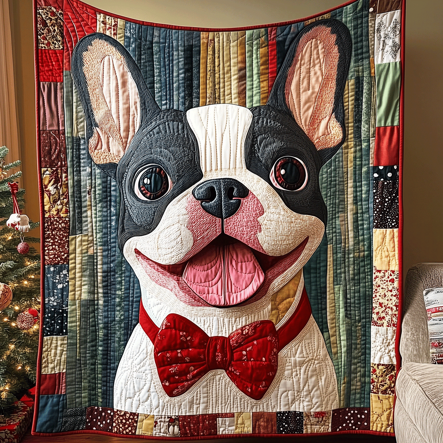 French Bulldog Christmas Quilted Blanket NCU0TH2099