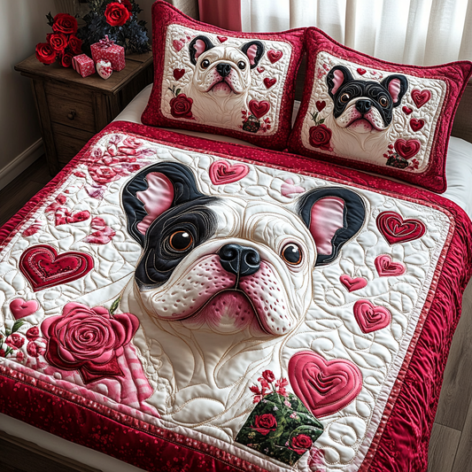 Frenchie Bliss Quilted Bedding Set NCU0DV2362