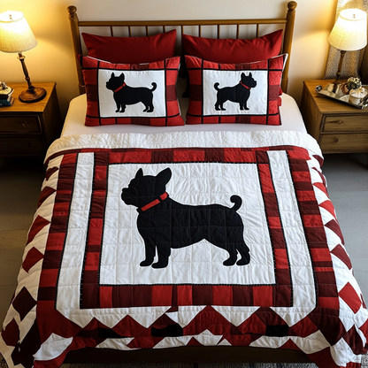 Frenchie Charm 3-Piece Quilted Bedding Set NCU0DK2424