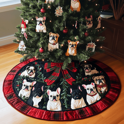 Frenchie Christmas Quilted Christmas Tree Skirt NCU0TH1997