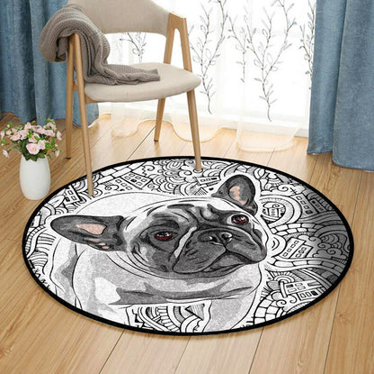 Frienchie Bulldog CLA100813 Round Area Rug