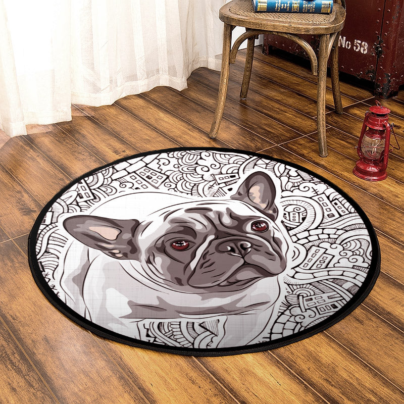 Frienchie Bulldog CLA100813 Round Area Rug