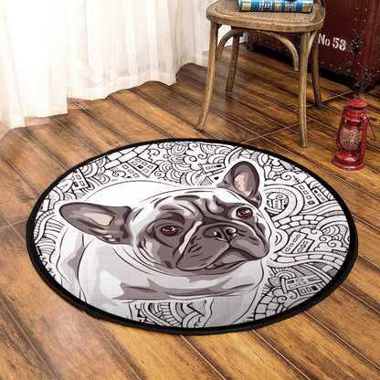 Frienchie Bulldog CLA100813 Round Area Rug