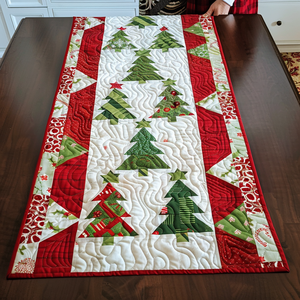 Frosty Fir Quilted Table Runner NCU0PT163