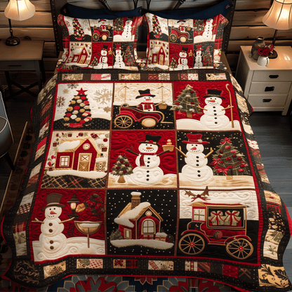 Frosty Friends Christmas 3-Piece Quilted Bedding Set NCU0DV200