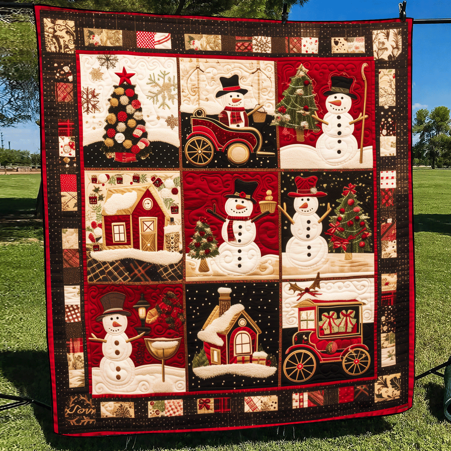 Frosty Friends Christmas Quilted Blanket NCU0DV189