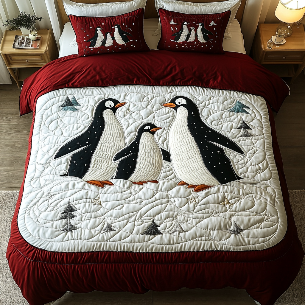 Frosty Friends 3-Piece Quilted Bedding Set NCU0DK2407