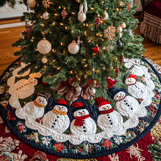 Frosty Friends Christmas Quilted Tree Skirt NCU0DK2096