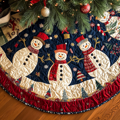 Frosty Frolic Christmas Quilted Tree Skirt NCU0DK1368