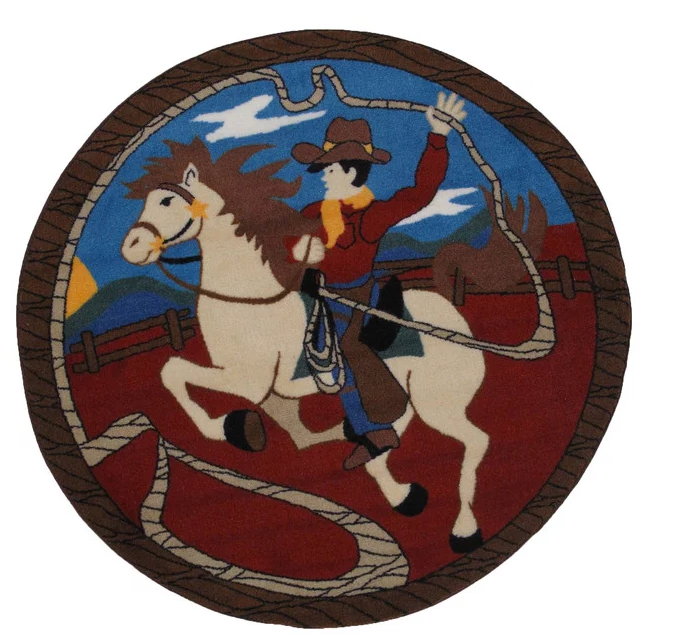 Fun Fun Cowboy CLM1610138TM Round Area Rug