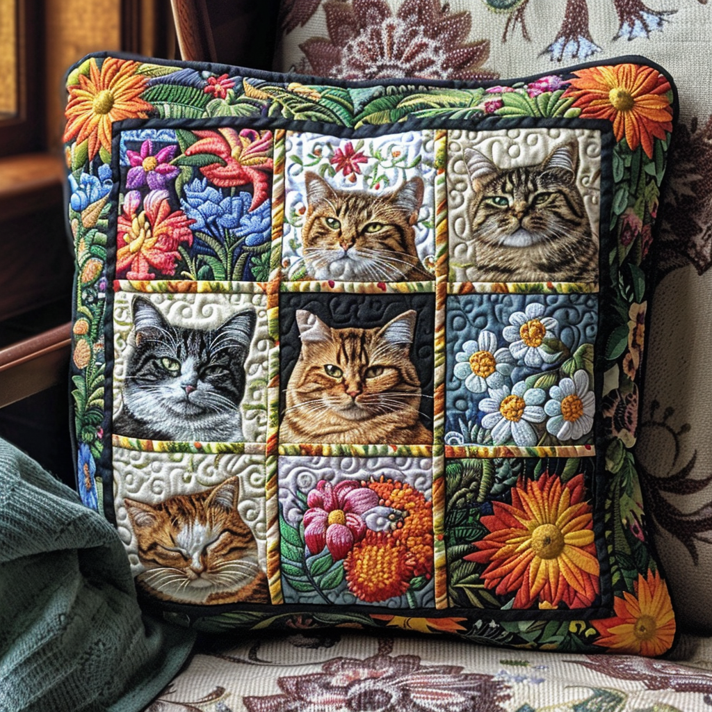 Funky Cat Quilted Pillow Case NCU0PD356