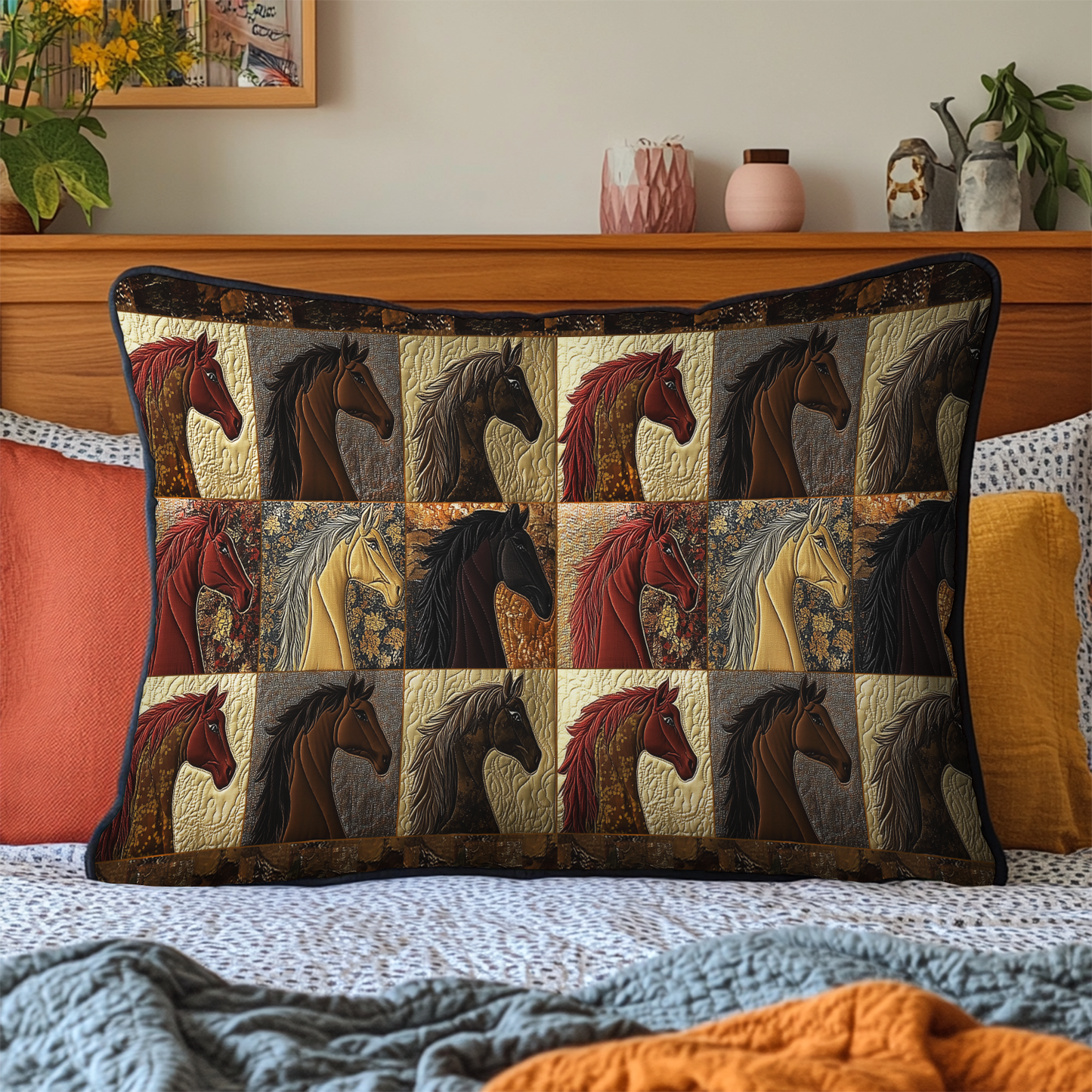 Galloping Grace Quilted Bedding Pillow Case NCU0DK3017