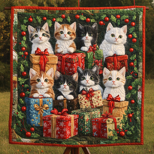 Gift Wrapped Kittens Quilted Blanket NCU0PT1368