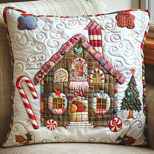 Gingerbread Cottage Quilted Pillow Case NCU0NT098