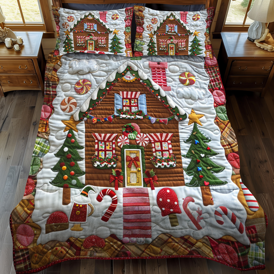 Gingerbread Delight 3-Piece Quilted Bedding Set NCU0NT038