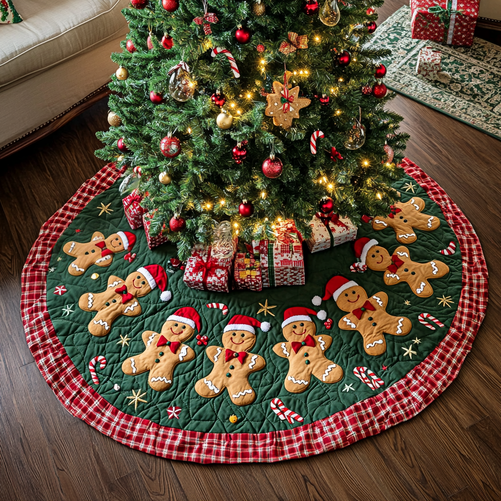 Gingerbread Delightland Christmas Quilted Tree Skirt NCU0DK1490