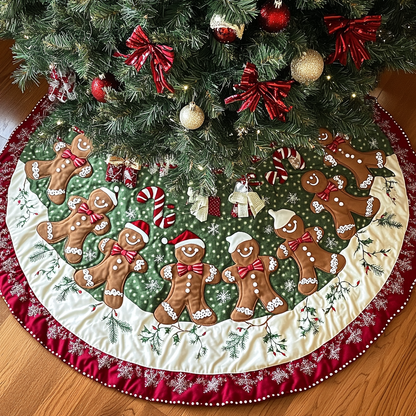 Gingerbread Dreams Christmas Quilted Tree Skirt NCU0DK1483