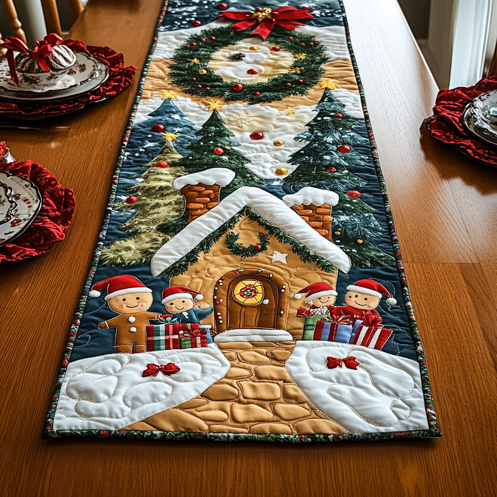 Gingerbread Warmth Quilted Table Runner NCU0VH799