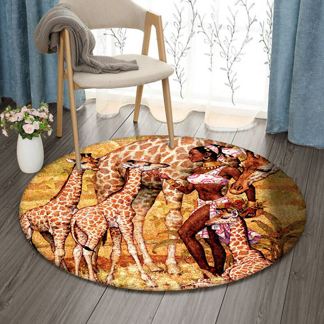 Giraffe African Women ML0510067RR Round Area Rug