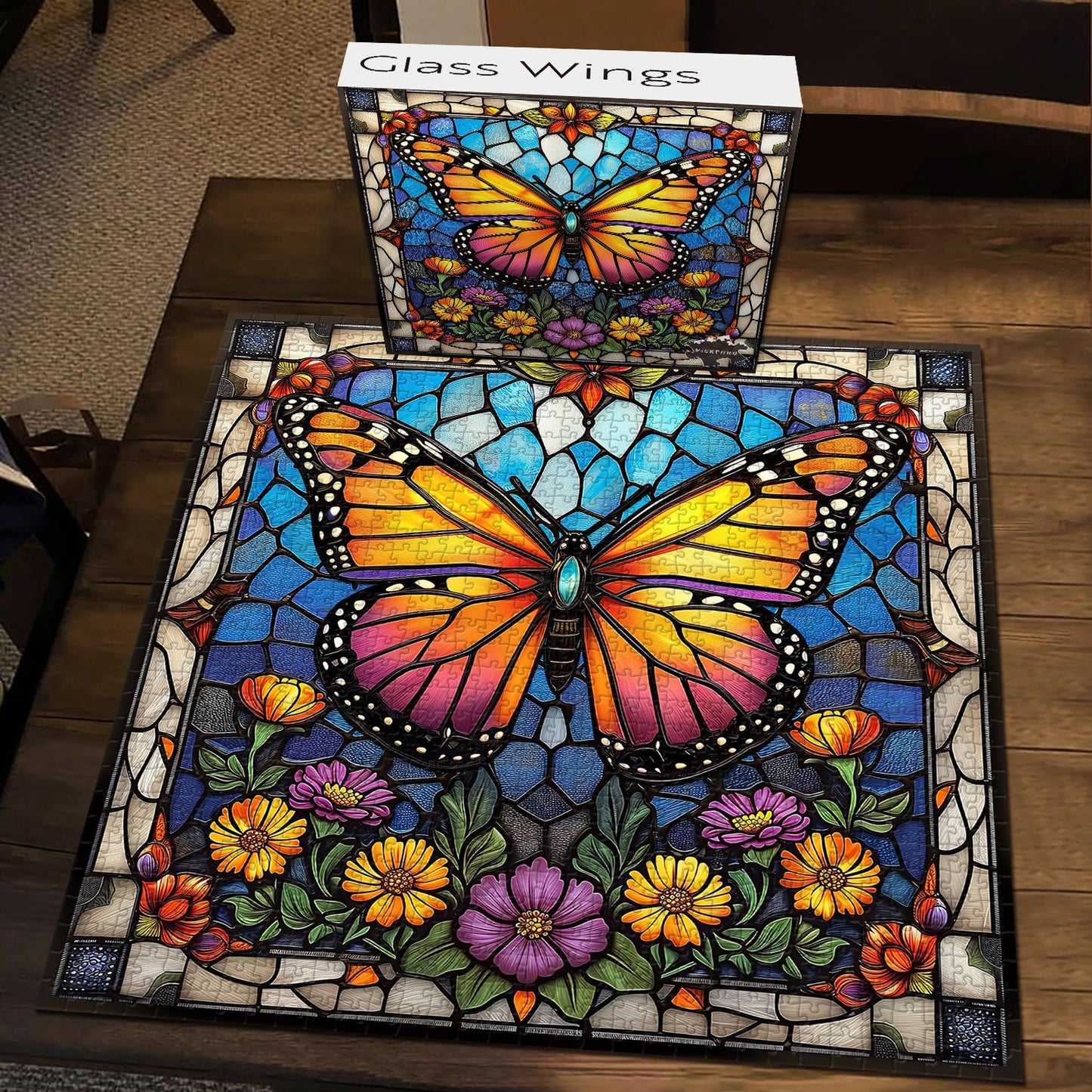 Stained Glass Butterfly Jigsaw Puzzle 1000 Pieces