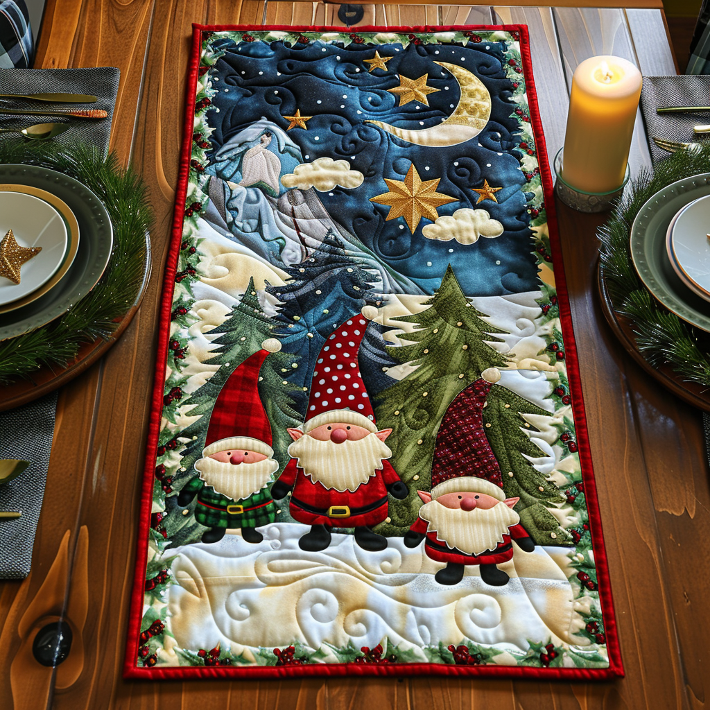 Gnome Night Quilted Table Runner NCU0DV329